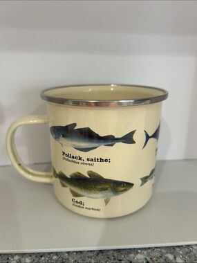 Cream Fish Illustration Enamel Mug